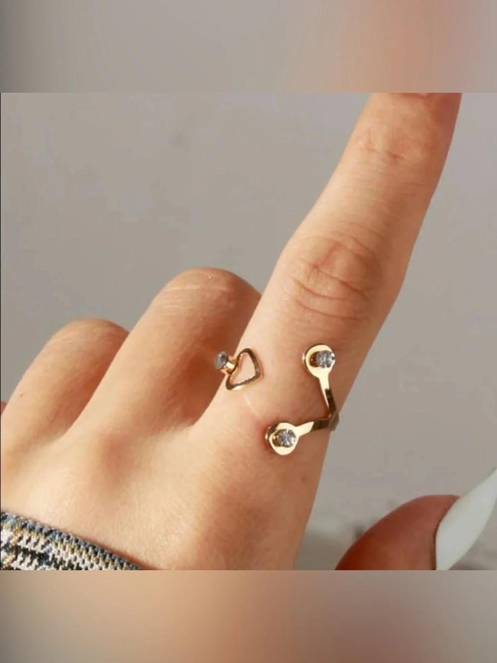 Gold 1pc Rhinestone Cuff Ring